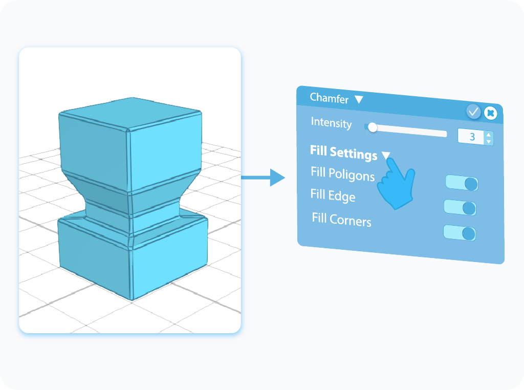 Toggle to enable different Fill Settings for the Chamfer